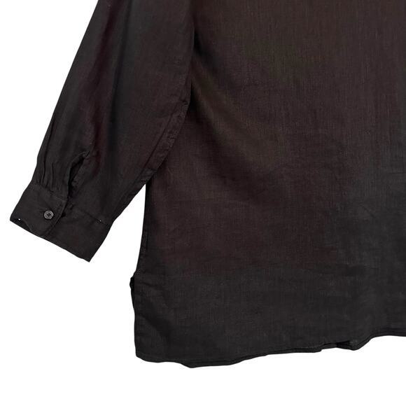 Garnet Hill Easy Linen Tunic XL Black Button Front Long Sleeve‎ Linen 2025 - Picture 15 of 16